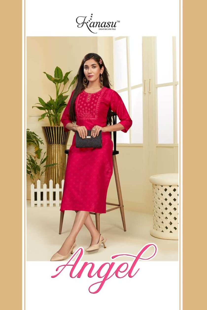 Kanasu Angel Fancy Casual Wear Heavy Slub Designer Kurti Collection